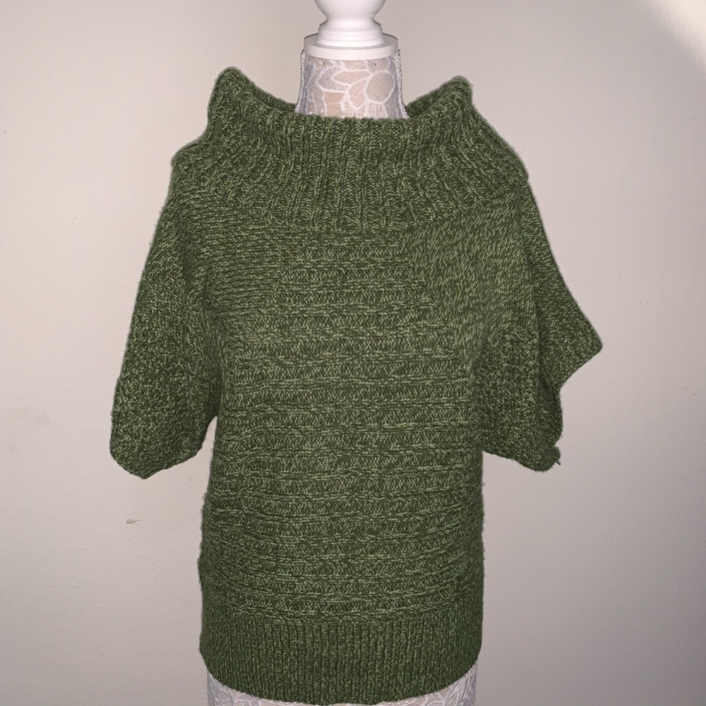 New Directions Wool blend Cowl Neck Green Sweater